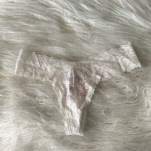 Victoria's Secret Lace Thong Panty in Cream